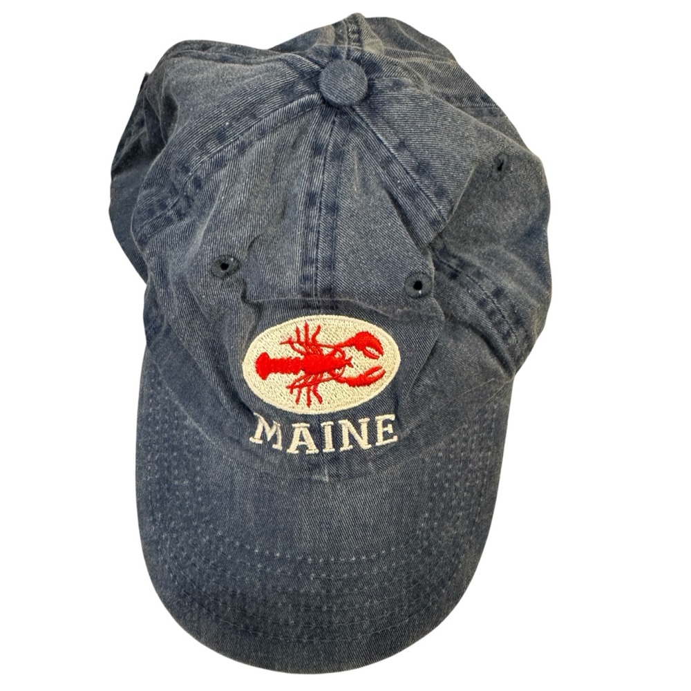 Maine Lobster Embroidered Faded Blue Cotton Baseball Cap Adjustable Hat